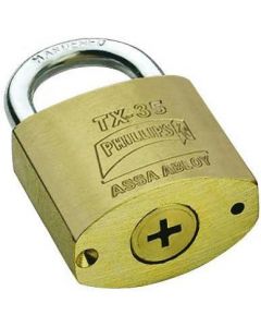 CANDADO DE LATÓN SÓLIDO 12 PERNOS 35 MM MOD. TX-35 ALTA SEGURIDAD