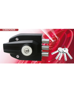 CERRADURA DE SOBREPONER ALTA SEGURIDAD MOD. AS-3000 ANE NEGRA