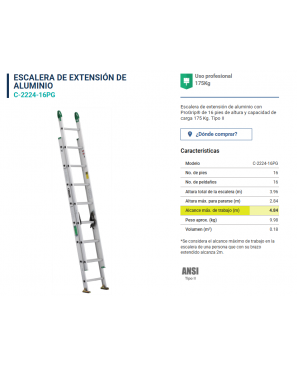 Mod. C-2224 16PG Escalera de Extensión