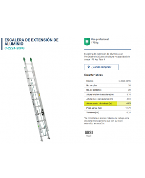 Mod. C-2224 20PG Escalera de Extensión