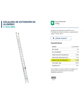 Mod. C-2224 40PG Escalera de Extensión