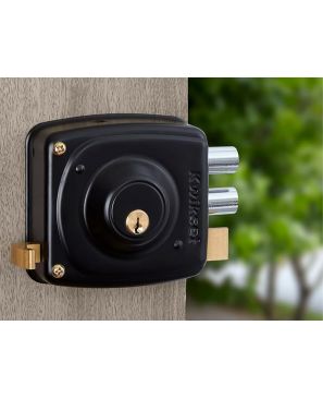 Kwikset 91910 Cerradura de Sobreponer 2 bulones (barras) 50mm Derecho Negra