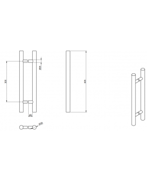 HLD633-38X300X425SSS JALADERA SENCILLA ACERO INOX