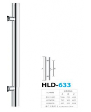 HLD-633 32X625X800MM SINGLE JALADERA PUERTA INOX