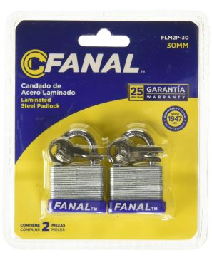 FANAL FLM2P-30 Candado Laminado Arco Corto, 30 mm x 2, color, pack of/paquete de 2 