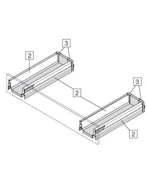 TANDEMBOX perfil del fregadero, Altura M (83 mm), LN=550 mm, izquierda/derecha, para TANDEMBOX plus