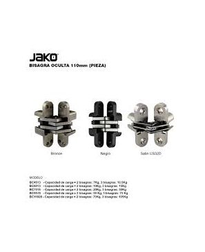 Bisagra Invisible 70 mm Jako - Acero Inox BC7016 