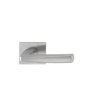  M1558/847 ACAPULCO JUEGO DE MANIJAS LATON SOLIDO CROMO SATIN ROSETA PLANA RECTANGULAR INOX 