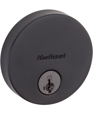 Kwikset Uptown Cerradura de cerrojo de un solo cilindro, protección segura con llave para puertas de entrada exteriores, con tecnología de seguridad SmartKey Re-Key y protección Microban, negro mate