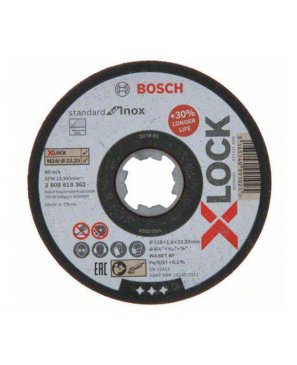 Disco de Corte X-LOCK Standard for Inox, T41, 115 x 1.6 x 22.23 mm