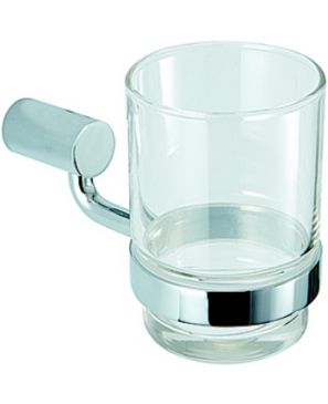 Soporte Vaso de Cristal en Cromo Pulido