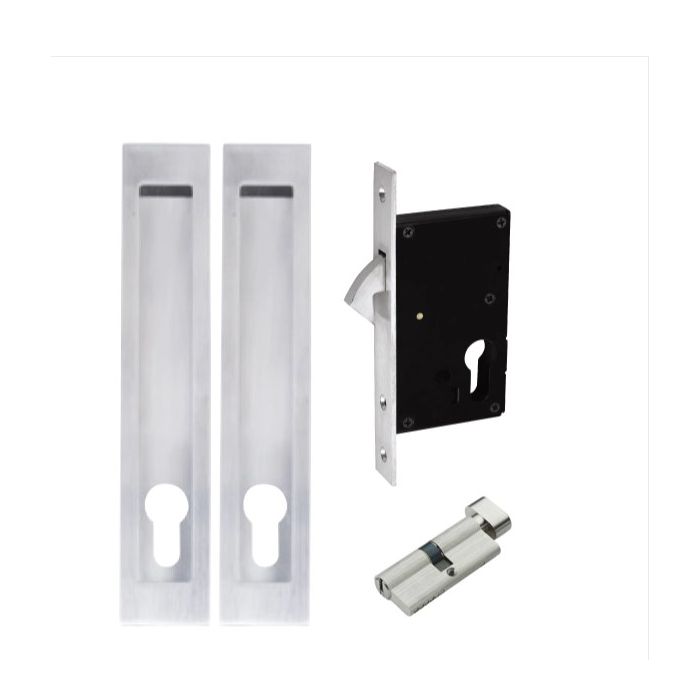 Cerradura puerta corrediza aluminio sin llave color zinc Stanprof -  Ferretería Samir